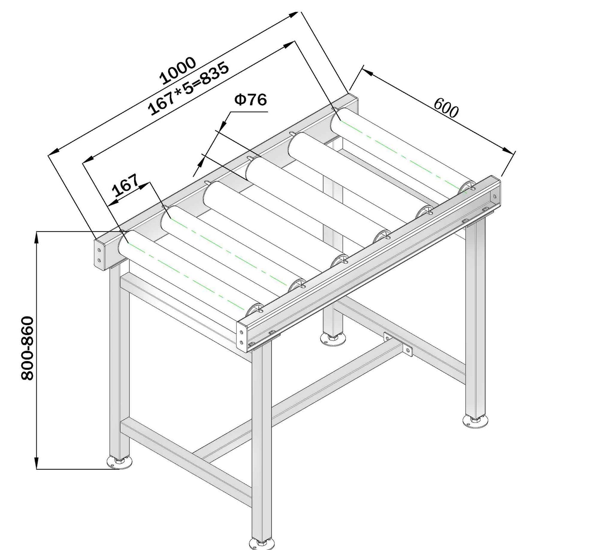 1M ROLLER TRACK WITH LEGS