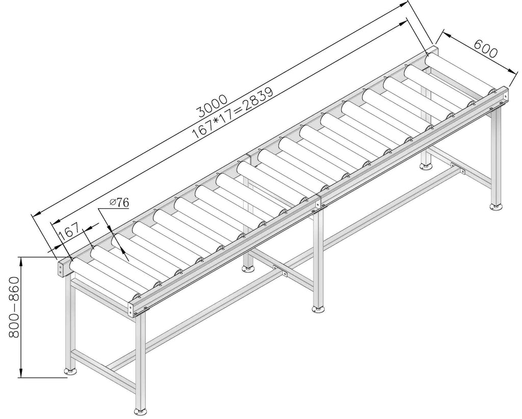 3M ROLLER TRACK WITH LEGS